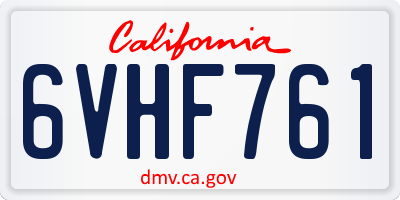 CA license plate 6VHF761
