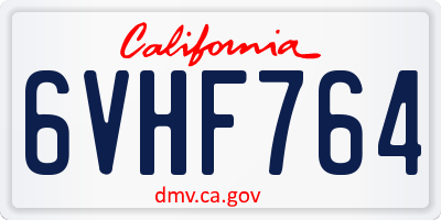 CA license plate 6VHF764
