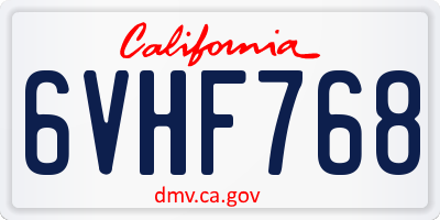 CA license plate 6VHF768