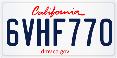 CA license plate 6VHF770