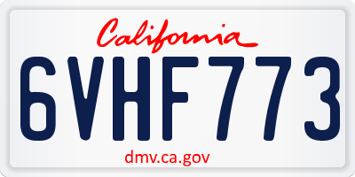 CA license plate 6VHF773