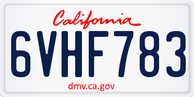 CA license plate 6VHF783