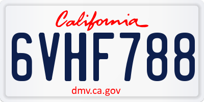 CA license plate 6VHF788