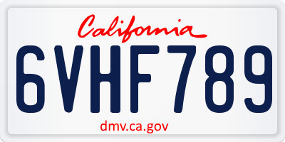 CA license plate 6VHF789