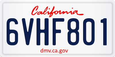 CA license plate 6VHF801