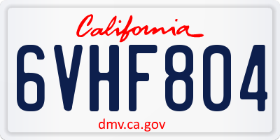 CA license plate 6VHF804