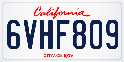 CA license plate 6VHF809