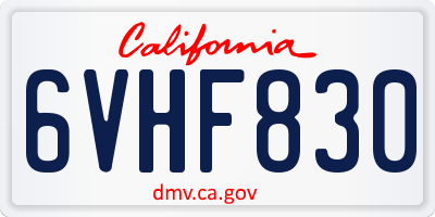 CA license plate 6VHF830