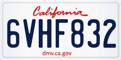 CA license plate 6VHF832