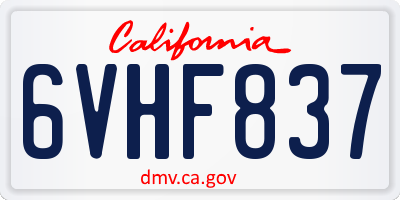 CA license plate 6VHF837