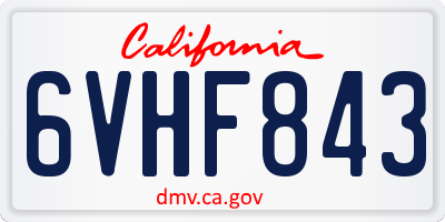CA license plate 6VHF843