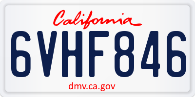 CA license plate 6VHF846