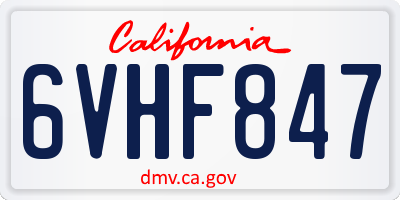 CA license plate 6VHF847