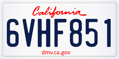 CA license plate 6VHF851