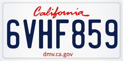 CA license plate 6VHF859