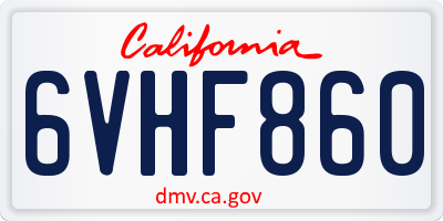 CA license plate 6VHF860