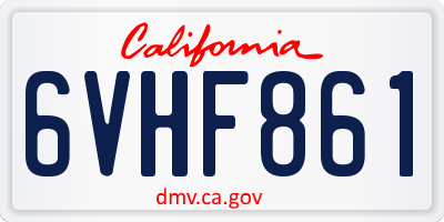 CA license plate 6VHF861