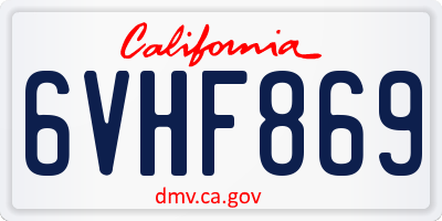 CA license plate 6VHF869