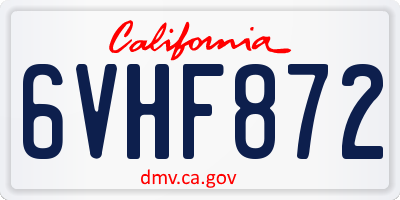 CA license plate 6VHF872