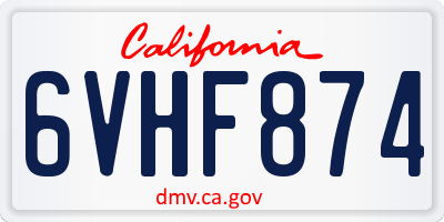 CA license plate 6VHF874