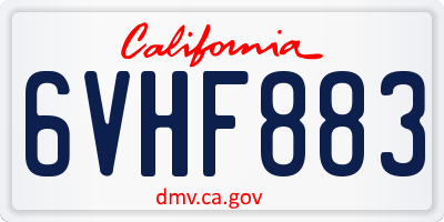 CA license plate 6VHF883