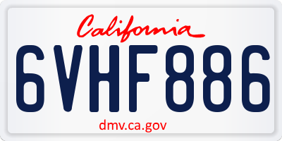 CA license plate 6VHF886