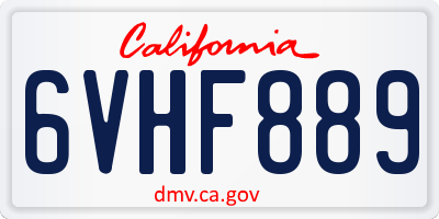 CA license plate 6VHF889