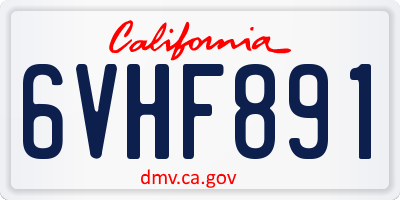 CA license plate 6VHF891