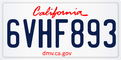 CA license plate 6VHF893