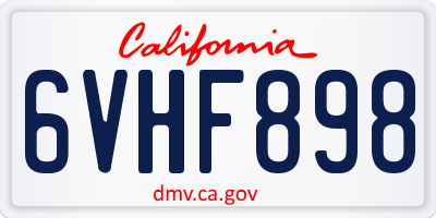 CA license plate 6VHF898