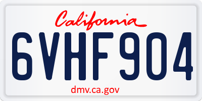CA license plate 6VHF904
