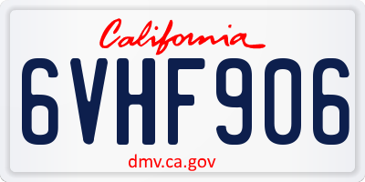 CA license plate 6VHF906