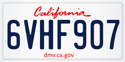 CA license plate 6VHF907