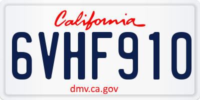 CA license plate 6VHF910