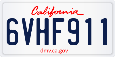 CA license plate 6VHF911