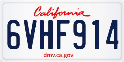 CA license plate 6VHF914