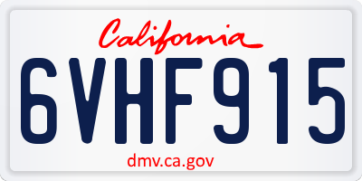 CA license plate 6VHF915