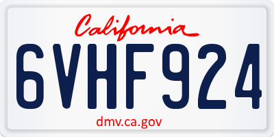 CA license plate 6VHF924