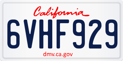 CA license plate 6VHF929