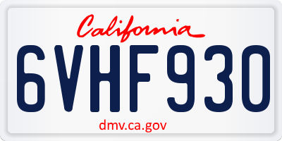 CA license plate 6VHF930