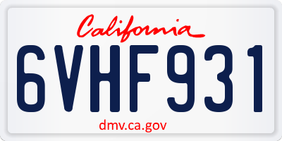 CA license plate 6VHF931