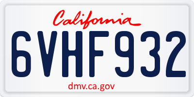 CA license plate 6VHF932