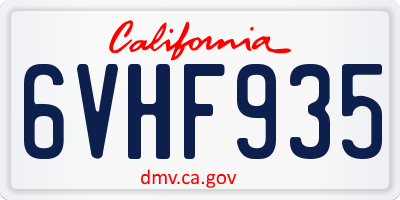CA license plate 6VHF935