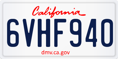 CA license plate 6VHF940
