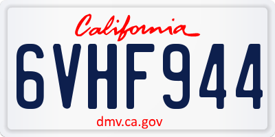 CA license plate 6VHF944