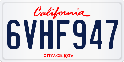 CA license plate 6VHF947
