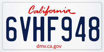 CA license plate 6VHF948