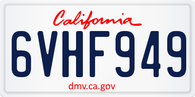 CA license plate 6VHF949