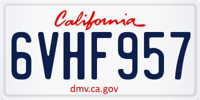 CA license plate 6VHF957