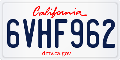 CA license plate 6VHF962